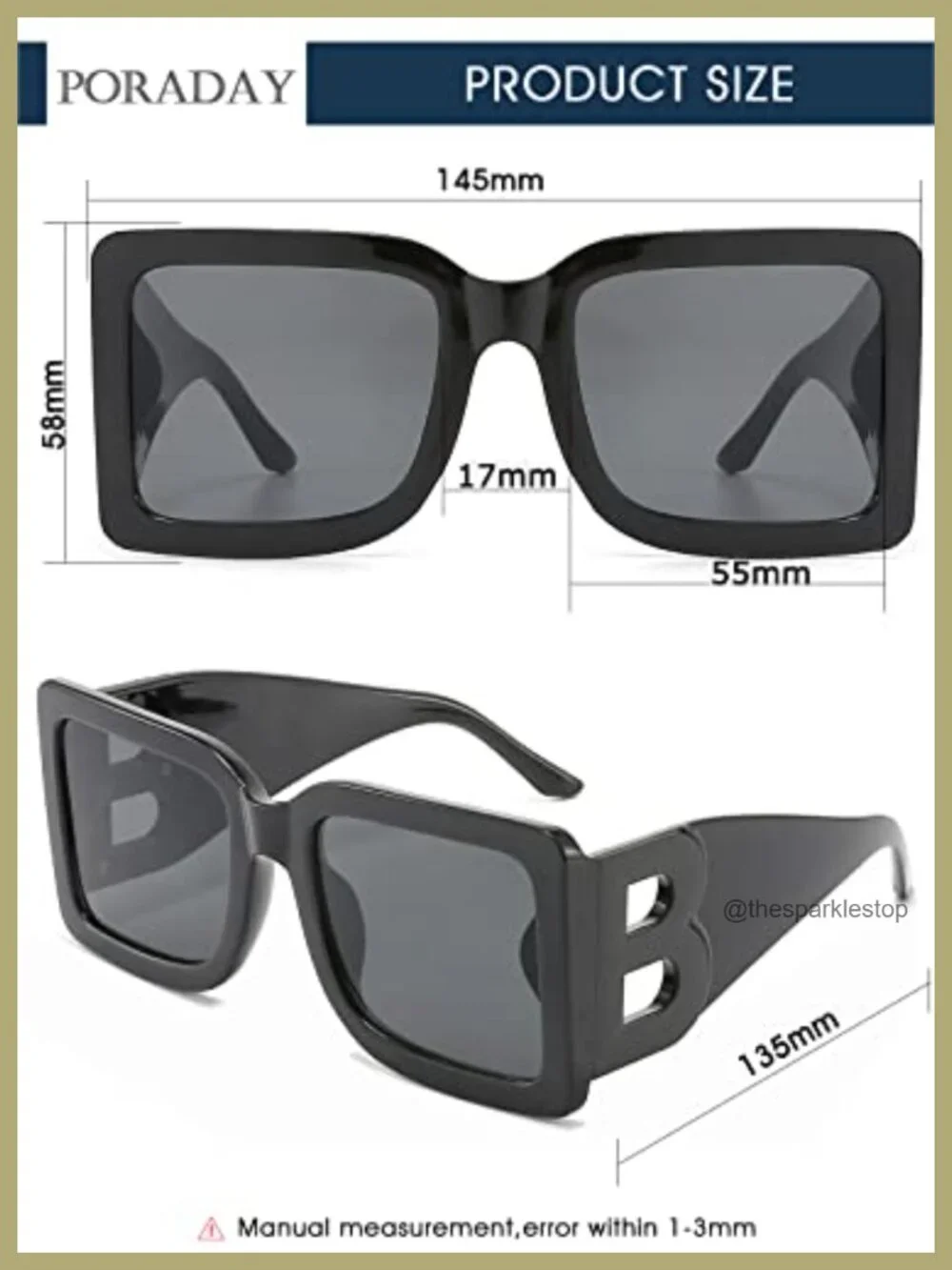 Large Square Sunglasses for Women UV400 Protection Designer